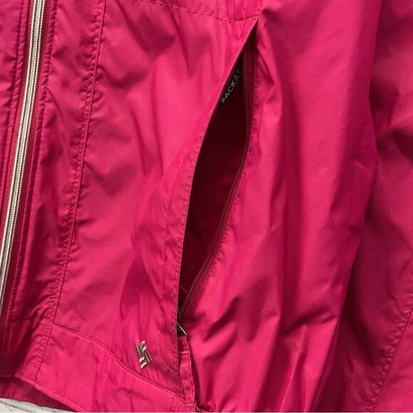 Columbia Windbreaker Women's Size M Pink Full Zip Hooded Vented Zipped Pockets - Picture 7 of 10